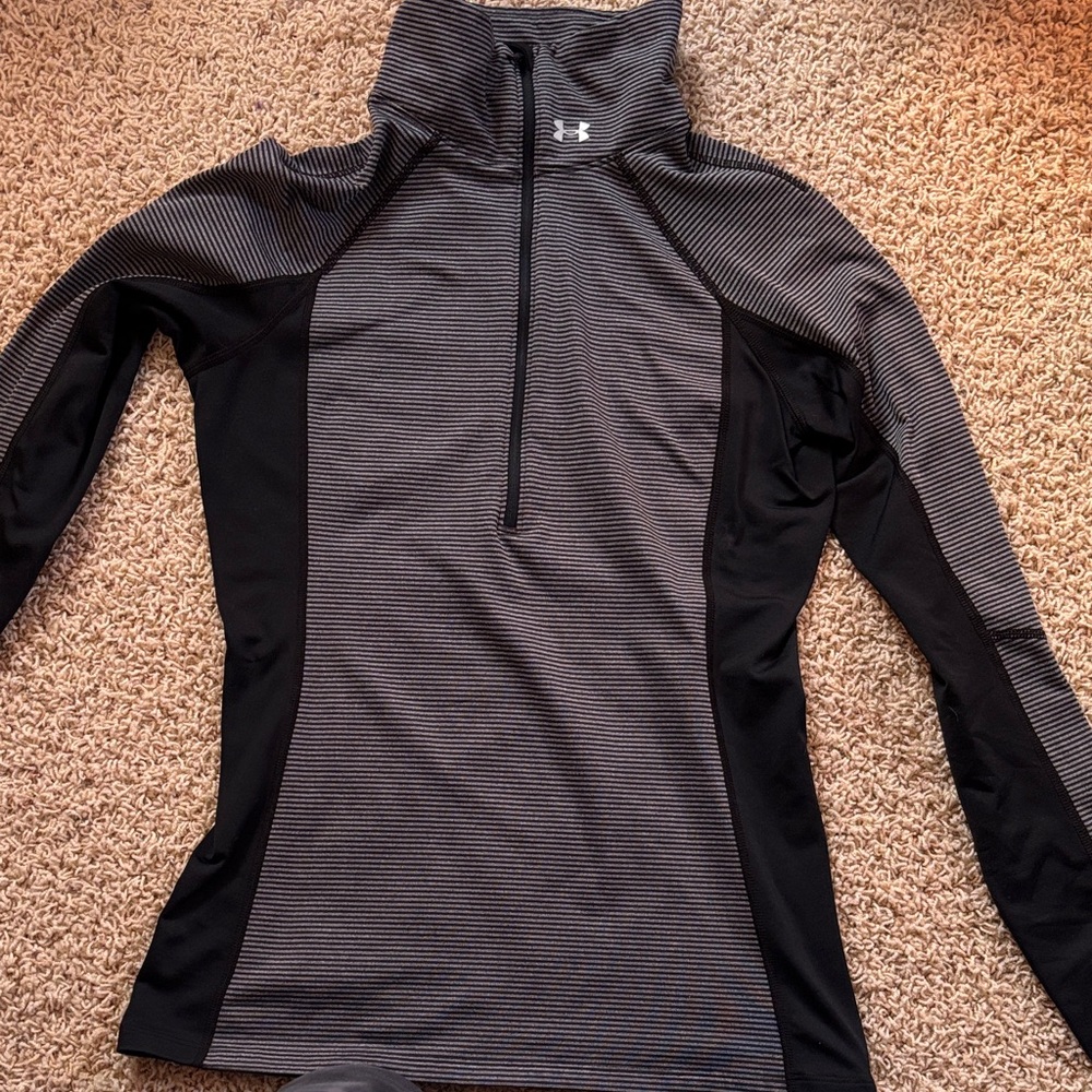 Under Armour Black and Gray Striped Pullover